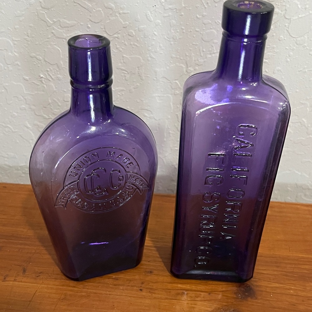 Vintage California Fig Syrup CC co Union made collectible Antique sGlass Bottles